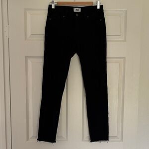PAIGE Jet Black Frayed Hem Jeans Distressed Verdugo skinny sz 28